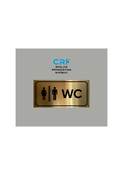 Gold Aluminyum Kapı İsimliği Erkek Kadın Wc Arkası Yapışkanlı 10x20 Cm
