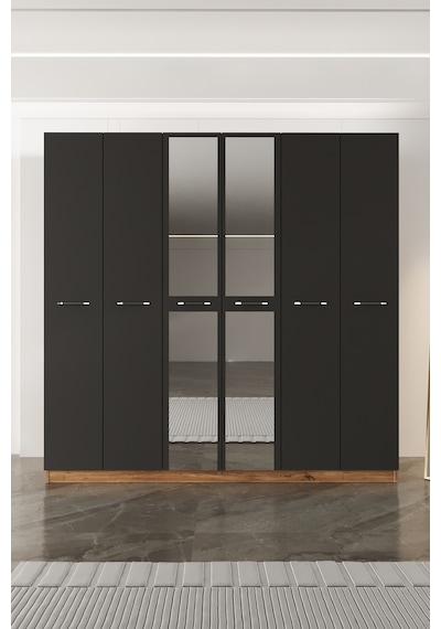 Aeka Ae-2191 Hisar Aynalı 6 Kapaklı Çok Bölmeli Askılı Ve Raflı Geniş Hacimli Gardırop 210x210 Cm Atlantik Çam - Antrasit Aeka Ae-2191 Hisar Aynalı 6 Kapaklı Çok Bölmeli Askılı Ve Raflı Geniş Hacimli Gardırop 210x210 Cm Atlantik Çam - Antrasit