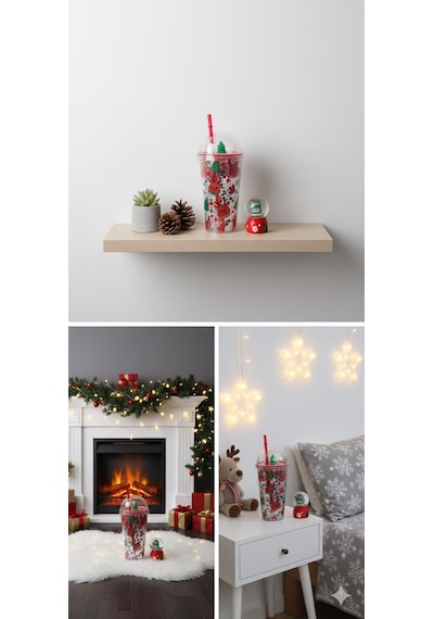 Gençlere Özel 2'li Kombin Noel Seti Geyik Desenli 450 Ml Suluk & Işıklı Eldiven Kar Küresi 6.5 Cm Çok Renkli