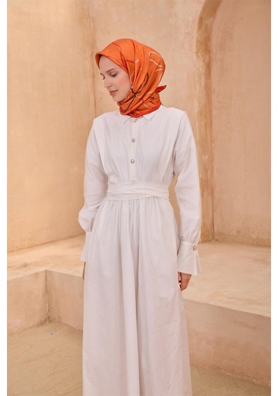 Belli İpek Eşarp - 4113-81 Turuncu Twill