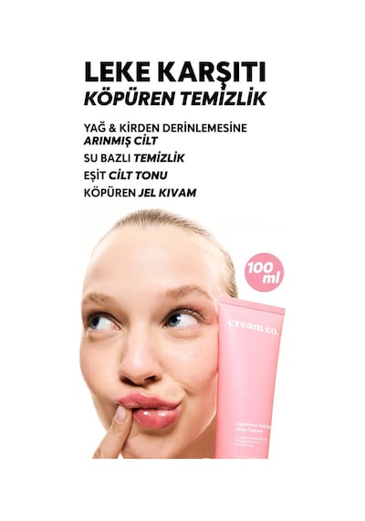 Cream Co. Hyaluronic Acid Glow Jelly Leke Karşıtı Nemlendirici Yüz Temizleme Jeli 100 ML