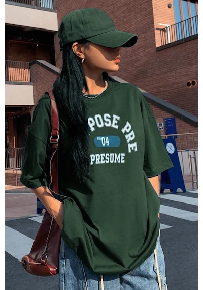 Uyguntarz Unisex Suppose Pre Baskılı Oversize Tshirt Yeşil