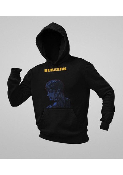 Sevbano Berserk Anime Dizi Serisi Baskılı Unisex Oversize Hoodie Siyah