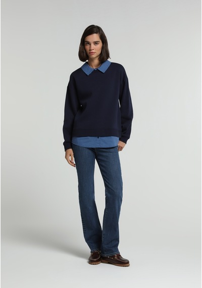 Colin's Colins Regular Fit Shirt Neck Kareli Kadın Lacivert Sweatshirt Cl1084136 Q1.v2 Nav Colin's Colins Regular Fit Shirt Neck Kareli Kadın Lacivert Sweatshirt Cl1084136 Q1.v2 Nav