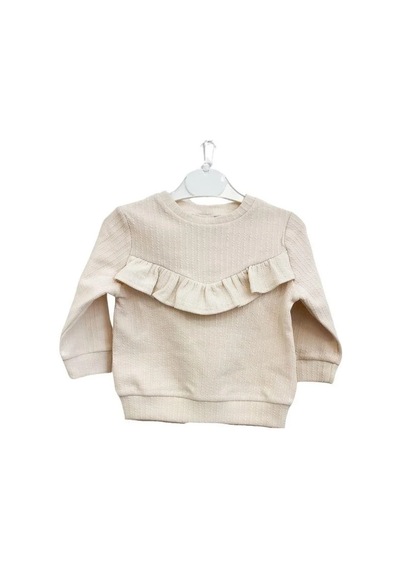 Zekids Kız Çocuk Pamuklu Fırfır Detaylı Taytlı Takım-14295 Krem