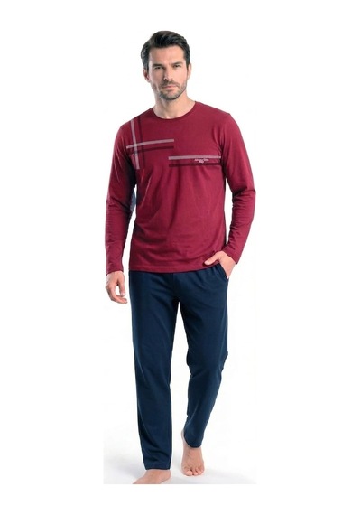Pierre Cardin 6152 Erkek Uzun Kollu Bisiklet Yaka Pijama Takımı -bordo