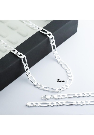 8 Mm Figaro Gümüş Zincir Kolye Gümüş