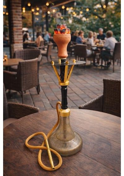 Nargile Takımı 65 Cm Orta Boy Cam Şişe 21 Cm Ev & Kafe İçin Şık Nargile Seti
