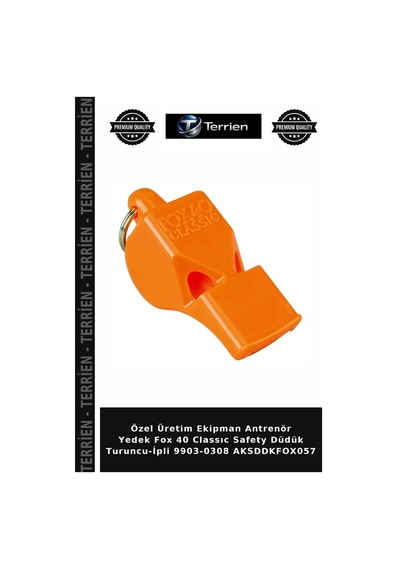 Özel Üretim Ekipman Antrenör Yedek Fox 40 Classıc Safety Düdük Turuncu-ipli 9903-0308 Aksddkfox057
