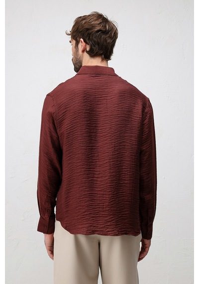 Antioch Crinkled Relax Fit Erkek Gömlek Bordo