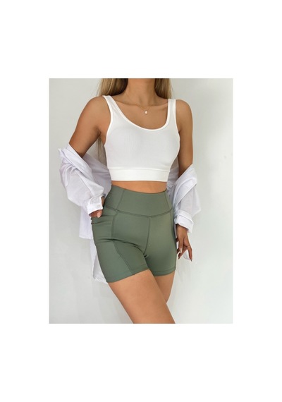 Winmoda34 Boxer Tayt Bisikletci Tayt Şort Tayt Tenis Taytı Yandan Cepli Kısa Tayt Yeşil