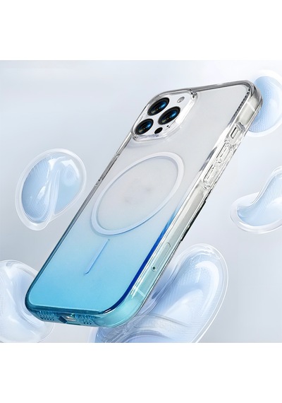 Apple iPhone Uyumlu 16 Pro Kılıf Renk Geçişli Magsafe Şeffaf Kamera Yükseltili Silikon Pazarplus Pembe