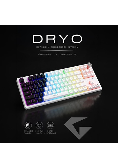 Dryo Rgb Mekanik Oyuncu Klavyesi Red Switch Anti-ghosting Multimedya Kontrol Kadranı Türkçe Q Kablolu Siyah