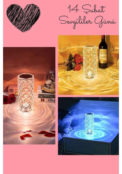 Sevgililer - 70 - Gününe Özel Romantik Kristal Gece Lambası - Csmo-tex - Sevgiliye Hediye