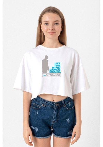 The Mentalist Let The Mind Beyaz Kadın Crop Tshirt Beyaz