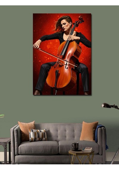 Kanvas Tablo Çello Ve Sanatçı Ruhu 100cmx140cm