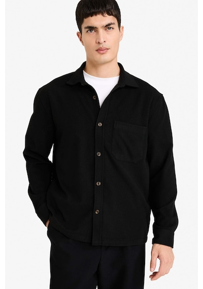 Defacto Polo Yaka Flanel Gömlek G8116ax25wnbk81 Siyah-bk81