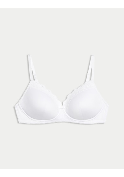 Marks & Spencer Dantelli Destekli Balensiz T-Shirt Sütyeni T33003016 Beyaz
