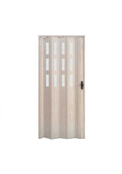 Faran Dekorasyon 87 x 215 Akçaağaç Renk Camlı Pvc Akordiyon Katlanır Kapı - FRNAKMODEL-76