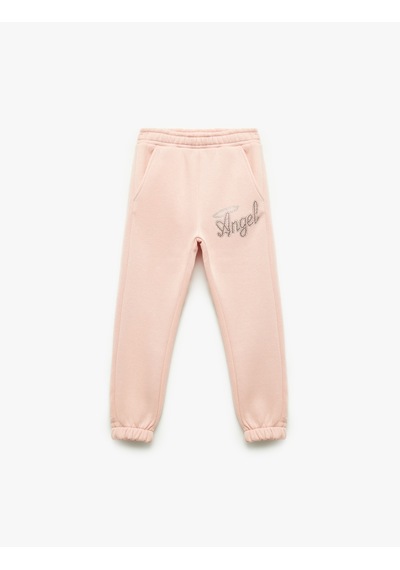 Koton Şardonlu Taşlı Beli Lastikli Jogger Eşofman Altı Pembe 7wkg40014ak Gül