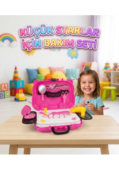 Super Star Tekerlekli Kuaför Ve Güzellik Seti - 10 Parça Eğitici Evcilik Oyuncağı