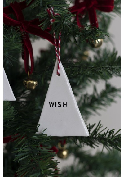 Yılbaşı El Yapımı Seramik 3 Lü Çam Ağacı Süsü Noel Joy Wish Beyaz - 304352844