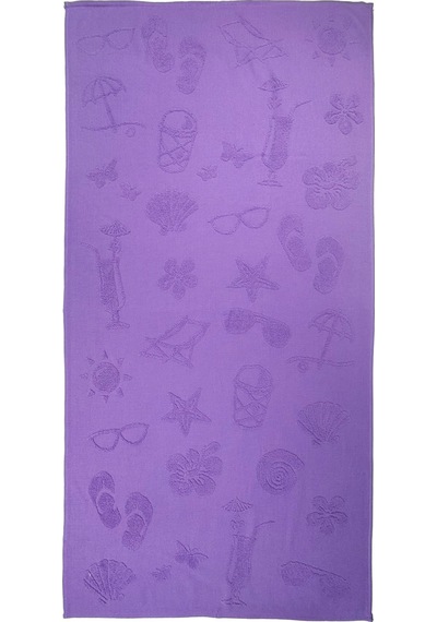 Hızlı Kuruyan Plaj Havlusu %100 Pamuk Purple Beach Vibes Plaj Havlusu - Mor 8846366