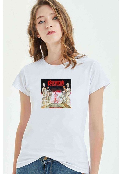 Kreator Terrible Certainty Baskılı Beyaz Kadın Tshirt
