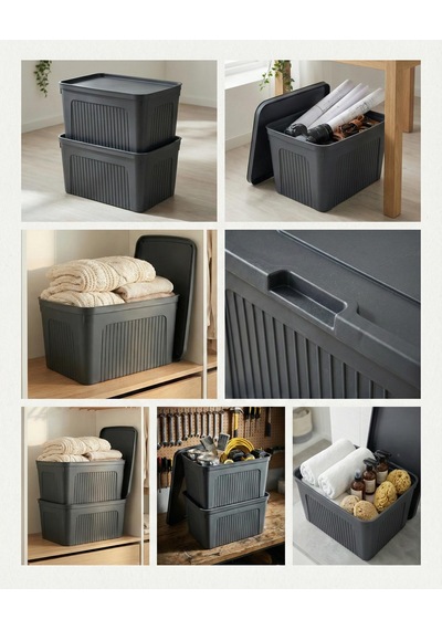 Füme 2'li 27 Lt Ünit Saklama Kutusu & Çok Amaçlı Banyo Ve Ev Düzenleyici Organizer Füme