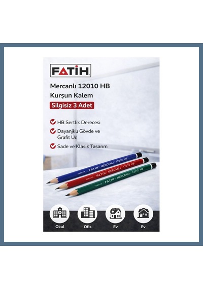 Buradabulabilirsin Fatih Mercanlı 12010 Hb Kurşun Kalem 3 Adet Bbz