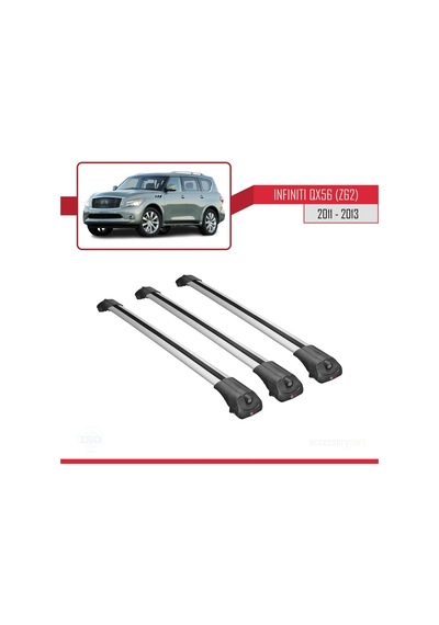 Infiniti Qx56 Z62 2011-2013 Arası İle Uyumlu Ace-1 Ara Atkı Tavan Barı Gri 3 Adet Bar