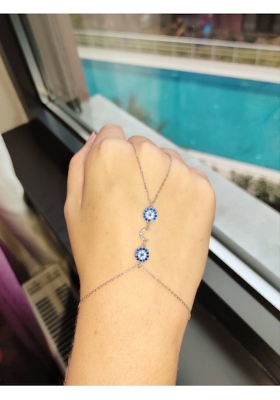 Oriental Kuyumculuk Jewellery Gümüş Hilal Ve Nazarlık Şahmeran Bileklik Gümüş