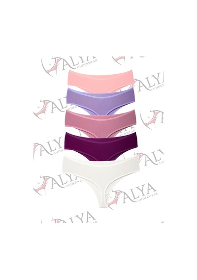 Alya Underwear Kadın Külot Yüksek Bel Tanga, Toparlayıcı - 2 Siyah, 1 Beyaz, 2 Ten S, M, L, Xl, 2xl - 5 Adet Çok Renkli P25
