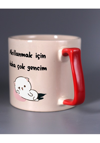 Renkli Kulplu Bardak - Genç Kırmızı