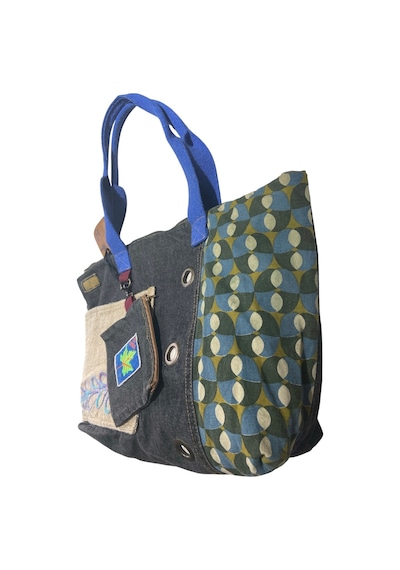 Vintage Salaş Çok Renkli Orta Boy Günlük Seyahat Gezi Omuz Çantası 36cmx34cm Siyah - Taş