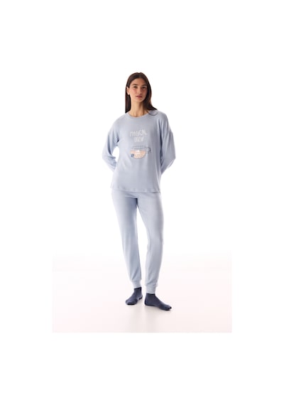 Penti Açık Mavi Magic Soft Termal Etkili Uzun Kollu Pijama Takımı