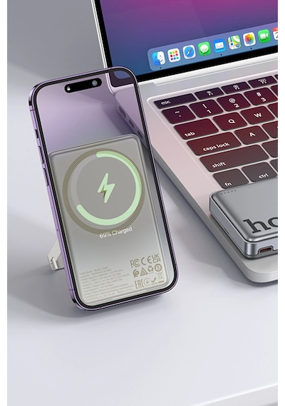 Hoco. Q36a Sunlight 10.000 Mah 20w Type-c Ve 10w Kablosuz Şarj Pd Magsafe Standlı Powerbank - Gold Gold
