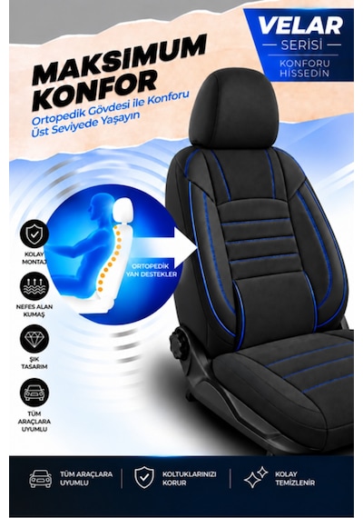 Hyundai Tucson Uyumlu Velar Serisi Tay Tüyü Oto Koltuk Kılıfı Ortopedik Tam Set