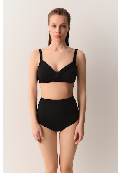 Suwen Yüksek Bel Drapeli Bikini Alt Sbn26980012 Siyah