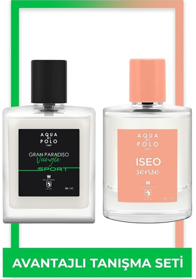 Aqua Di Polo 1987 Iseo Sense Kadın Parfüm EDP 50 ML + Gran Paradiso Jungle Sport Erkek Parfüm EDP 50 ML