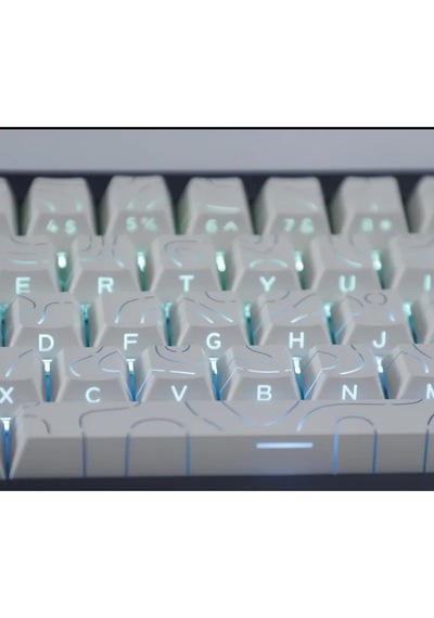 Mekanik Klavye Tuş Takımı-pbt Çift Baskı Keycap Seti- Çizgi Desenli 137 Tuş -beyaz