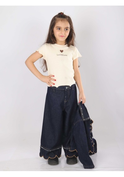Xo Kids Kız Çocuk 3lü Alt Üst Kombin Takmı 5-14 Yaş Set0477 Mavi