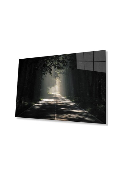 Ağaçlı Yol Cam Tablo 4mm Dayanıklı Temperli Cam Parkway Glass Wall Art