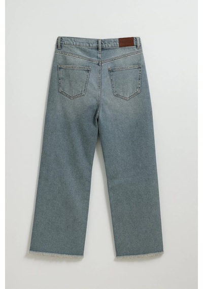 Blue White Kadın Yüksek Bel Wide Leg Dizi Yırtık Buz Mavi Jean Pantolon Buz Mavisi 36 Blue White Kadın Yüksek Bel Wide Leg Dizi Yırtık Buz Mavi Jean Pantolon Buz Mavisi 36