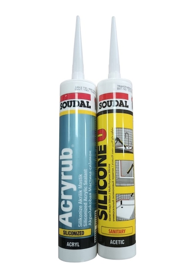 Soudal Silikon Tabancası/ 1 Adet Şeffaf Silikon 280 Gr/ 1 Adet Silikonize Akrilik Mastik 500 Gr