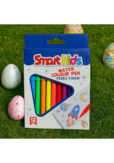 Smart Kids 12 Renk Keçeli Boyama Kalemleri 1 Mm Uç Çok Renkli