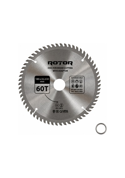 Daire Testere Bıçağı 180x22,2/20 Mm 60t Ahşap Kesim Avuç Taşlama Adaptörlü