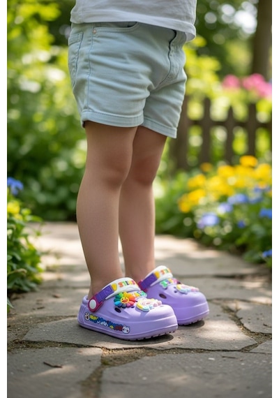 Calx Kız Bebek-çocuk Tavşan Figürlü Kaydırmaz Taban Terlik Sandalet Bnt9047 Lila