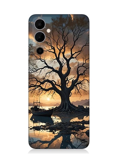 Tecno Pova Neo 2 Uyumlu Göl Kenarında Yalnız Ağaç Desenli Silikon Kılıf Çok Renkli