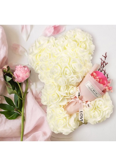 Teddy Rose Kırmızı Beyaz Ayıcık